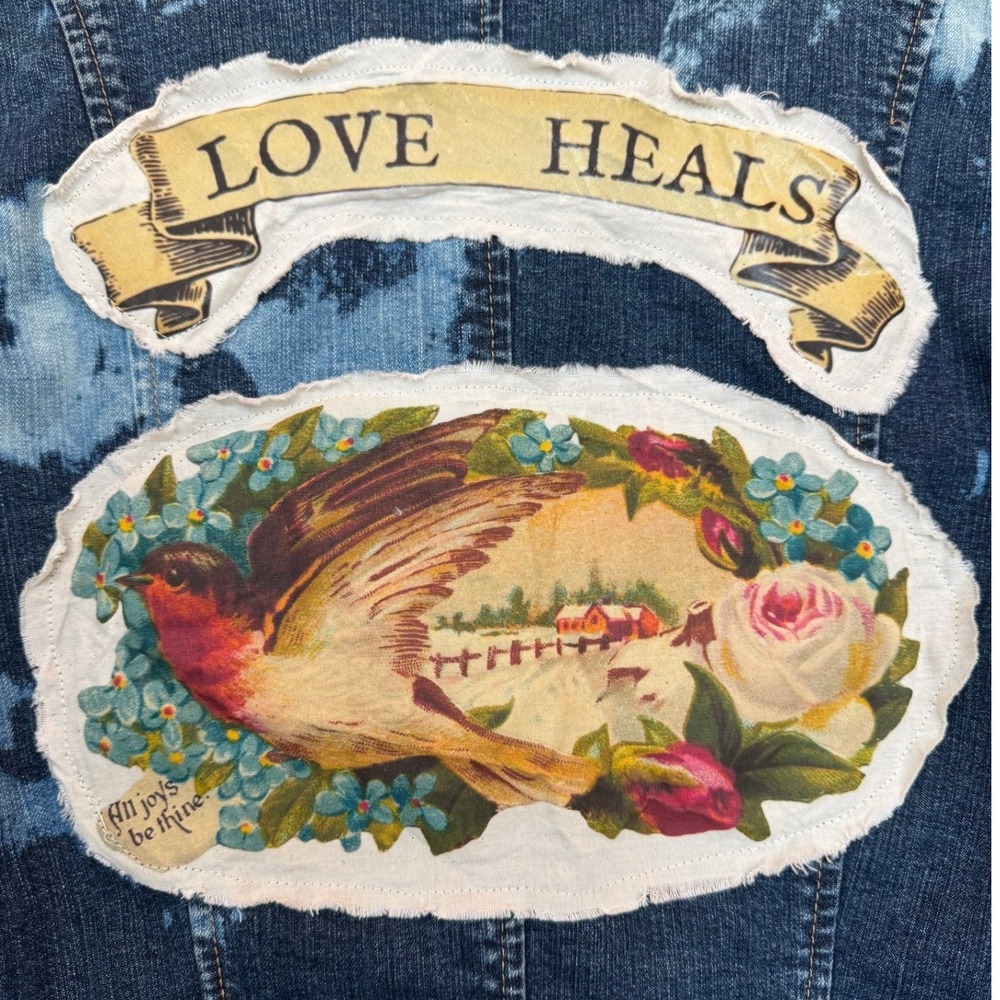 Love Heals Denim Blazer Jacket | One-of-One Stitched With Soul | Medium‎